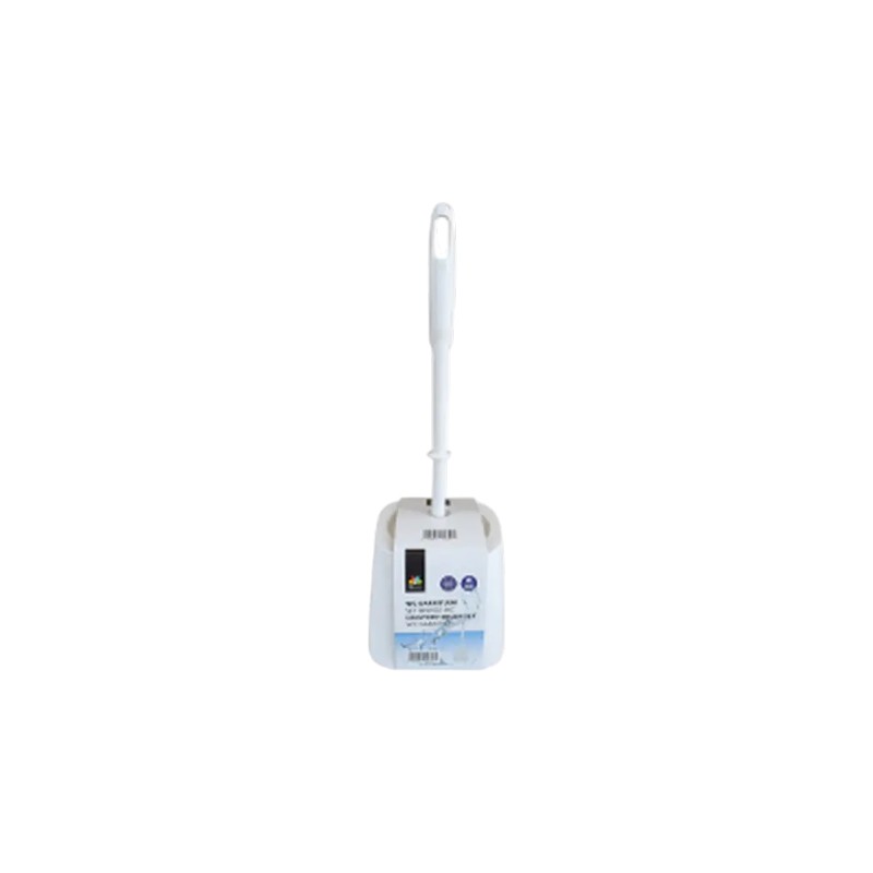 Garniture WC blanche - Petit pot carré et brosse